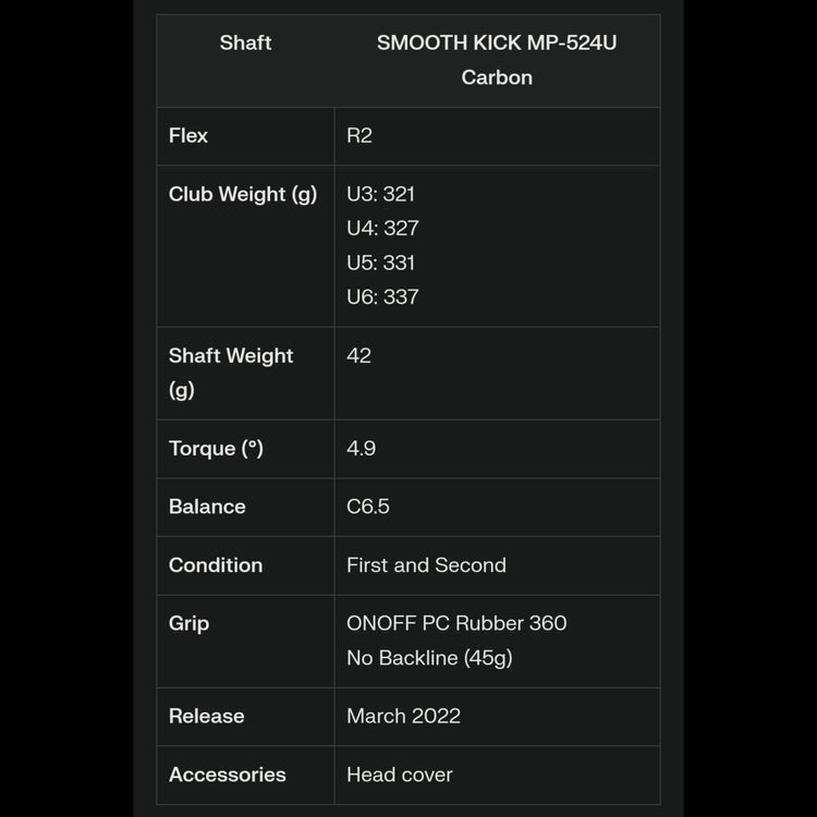 ONOFF AKA UTILITY WINGS Red Utility 2024 SMOOTH KICK MP-524U carbon shaft
