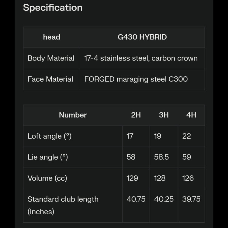 PING G430 Hybrid Utility PING TOUR 2.0 CHROME Carbon Shaft 2022