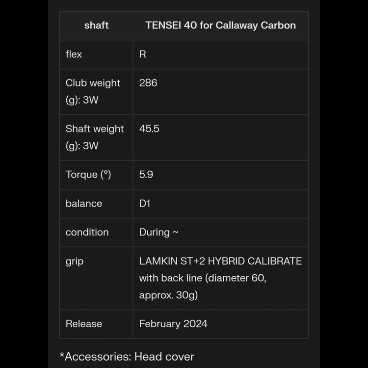 Callaway Paradym Ai Smoke Max Fast Men's Fairway Wood TENSEI 40 for Callaway Shaft