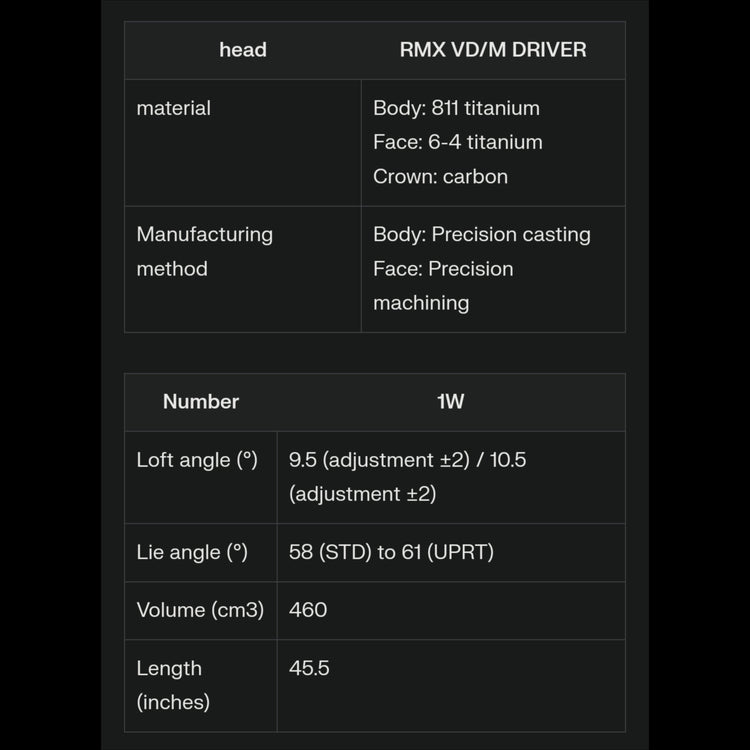 Yamaha RMX VD M Remix VD/M Driver TENSEI TR Shaft 2024