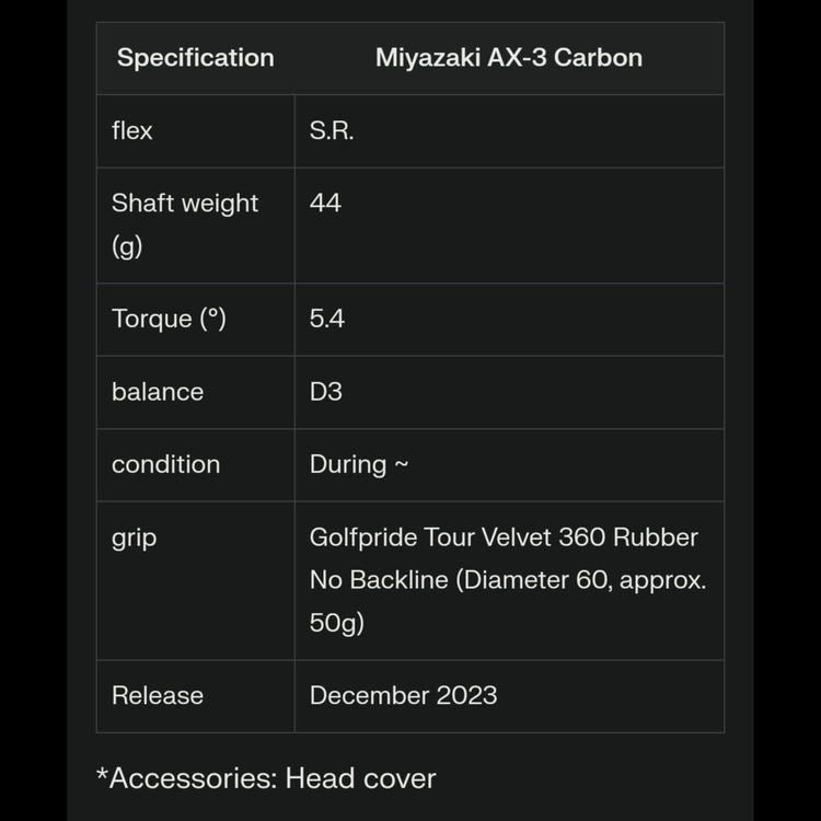 XXIO X Driver 2024 Miyazaki AX-3 Carbon Shaft