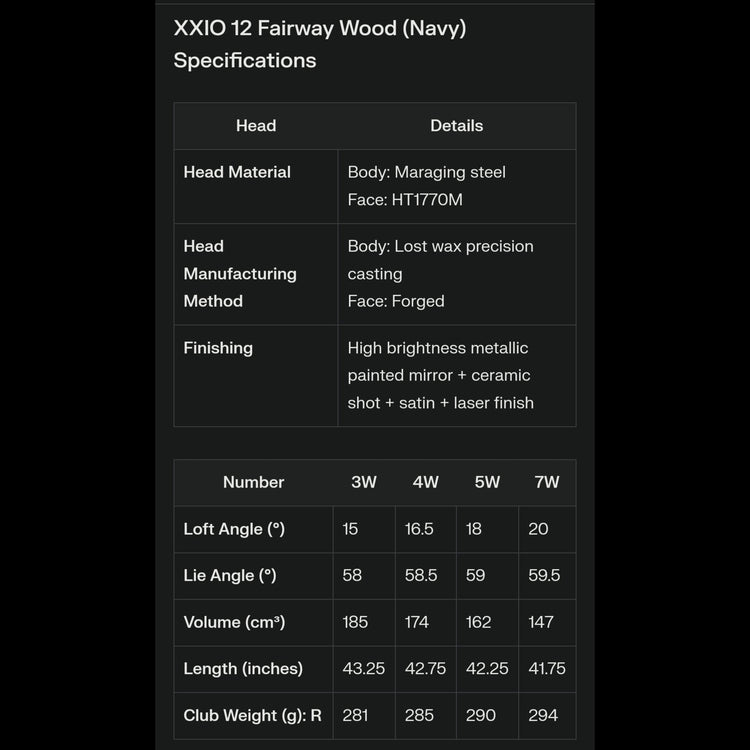 XXIO 12 Men's Fairway Wood Navy MP1200 Carbon Shaft 2022