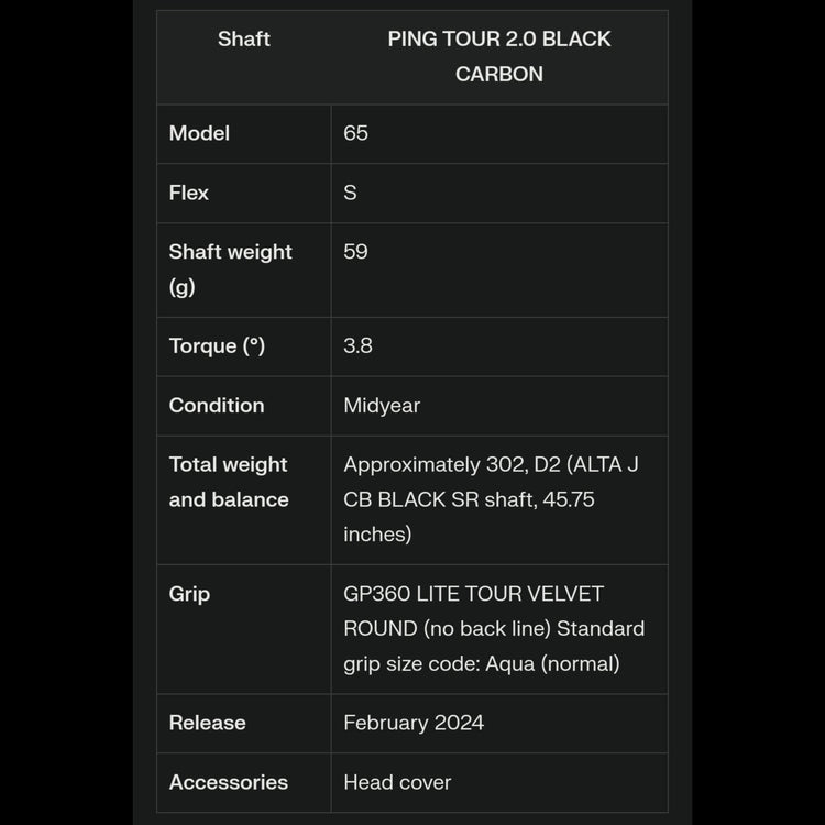 PING G430 MAX 10K Driver PING TOUR 2.0 BLACK Shaft 2024