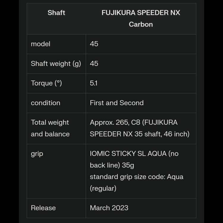 PING G430 HL SFT SF Tech Driver FUJIKURA SPEEDER NX Shaft 2023